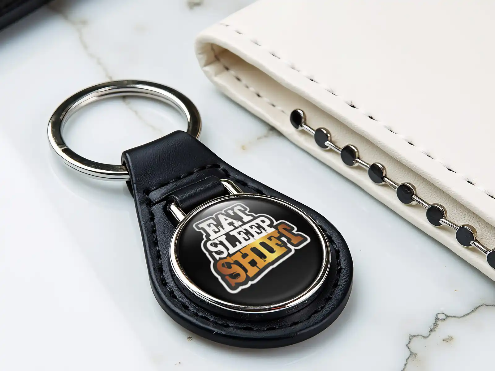 Leather Key Bag Durable Style Racing Touch
